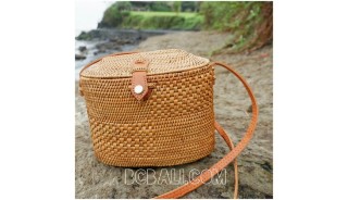 women handbag long handle leather ata rattan grass handmade bali